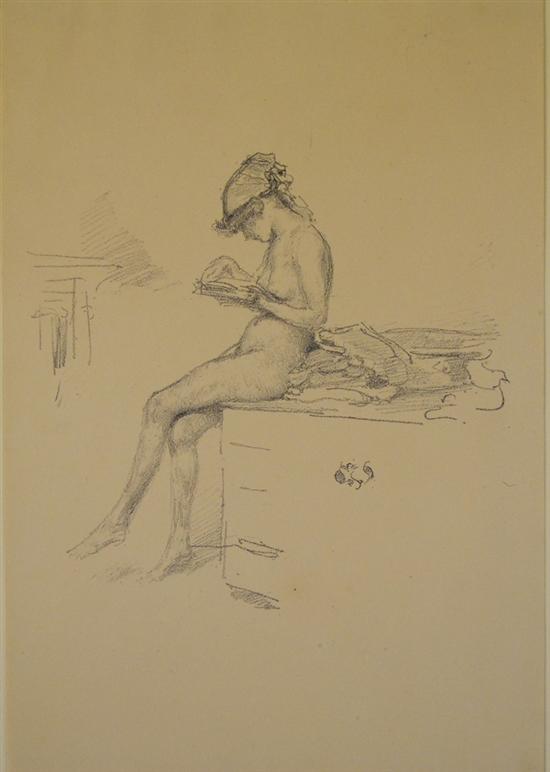 Appraisal: JAMES ABBOTT MCNEILL WHISTLER American - LITTLE NUDE MODEL READING