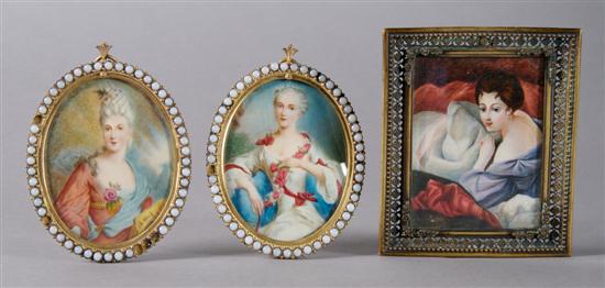 Appraisal: A Pair of Continental Portrait Miniatures Height of pair with