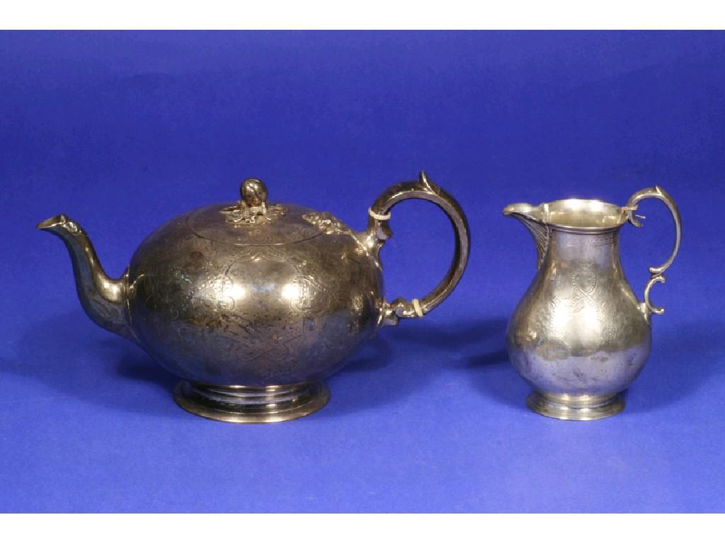 Appraisal: A VICTORIAN TEAPOT of bullet-form with a scroll handle flush