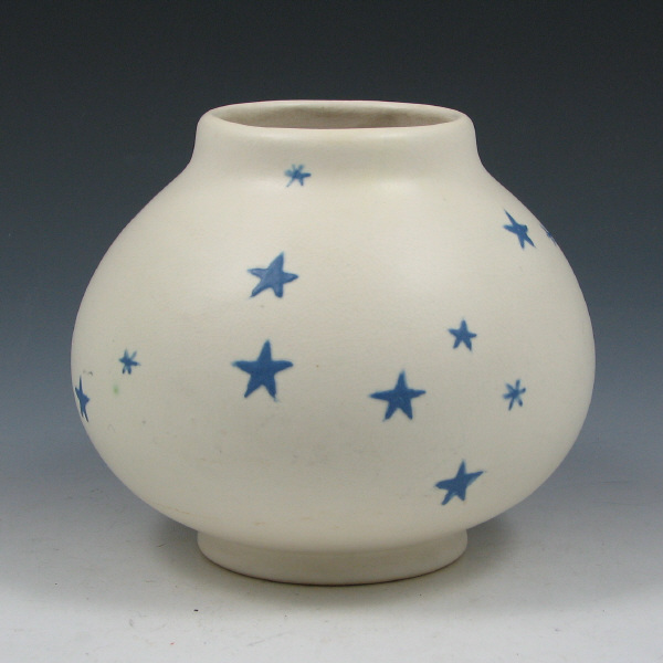 Appraisal: Uncommon Weller Stellar vase in white with blue stars Marked