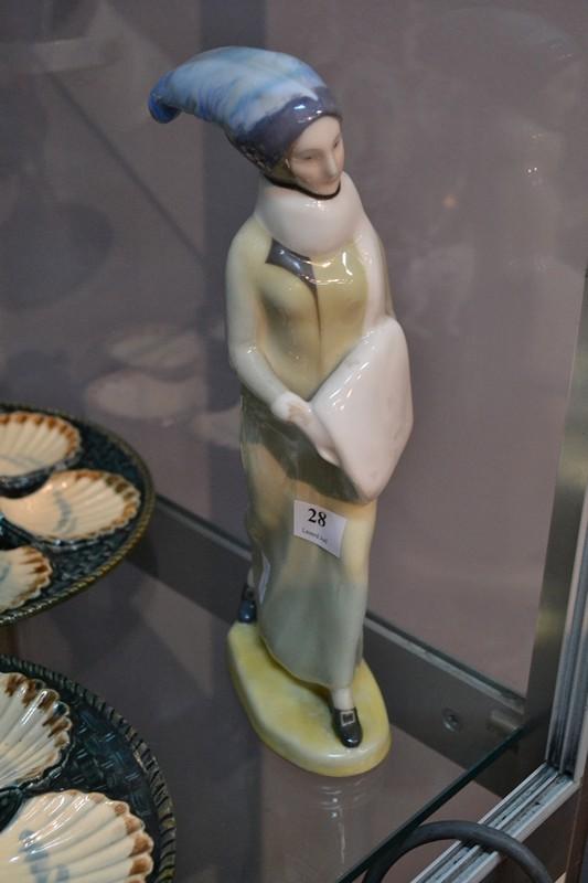 Appraisal: KPM PORCELAIN FIGURE OF A WOMAN WITH FEATHERED HEAD DRESS