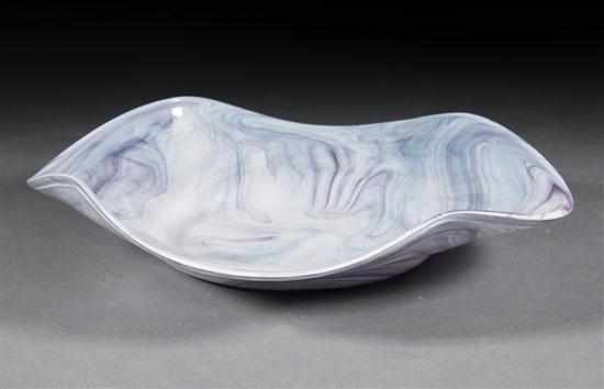 Appraisal: Murano agate glass centerbowl th century scalloped rim free-form in