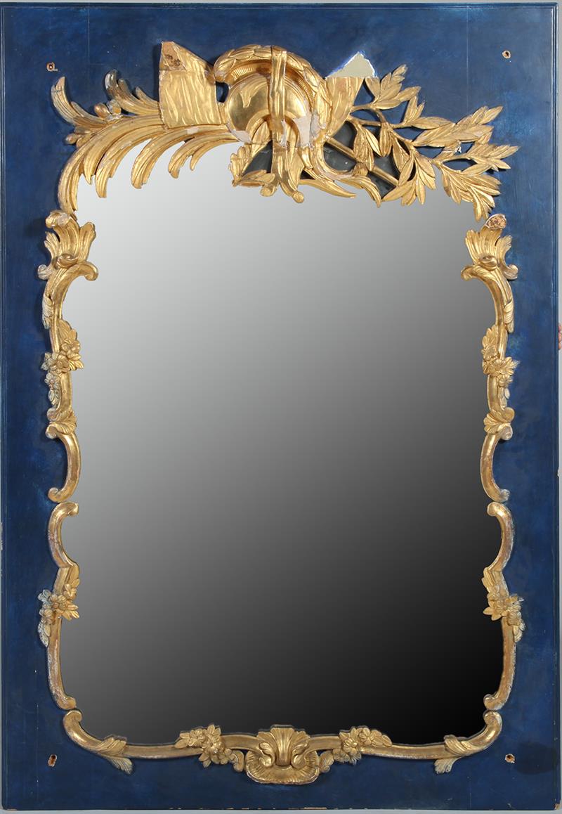 Appraisal: Louis XV Painted and Parcel-Gilt Mirror The undulated mirror plate