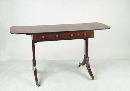 Appraisal: REGENCY CARVED MAHOGANY DROP LEAF SOFA TABLE Second quarter of