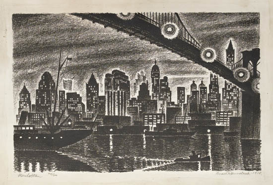 Appraisal: ARNOLD R NNEBECK Manhattan Lithograph x mm x inches wide