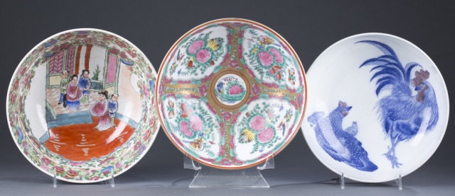 Appraisal: Collection of Three Chinese Ceramic Bowls Including one rose medallion