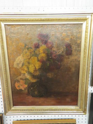 Appraisal: Victorian Oil Painting Still life with flowers in vase image