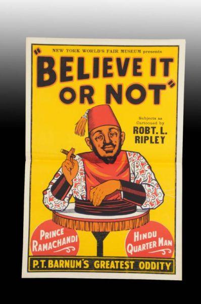 Appraisal: Paper Ripley's Believe It or Not Poster Description Circa Original