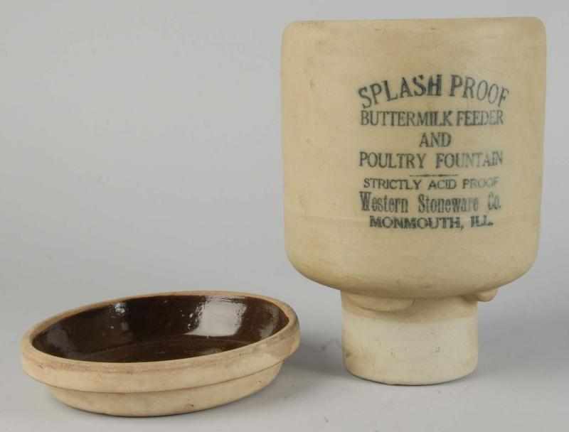 Appraisal: Splashproof Buttermilk Feeder Poultry Fountain Description Made by Western Stoneware