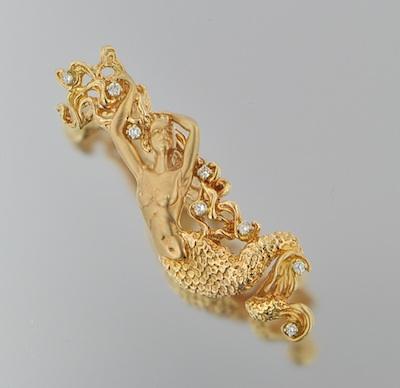 Appraisal: A Figural Gold and Diamond Pendant k yellow gold pendant