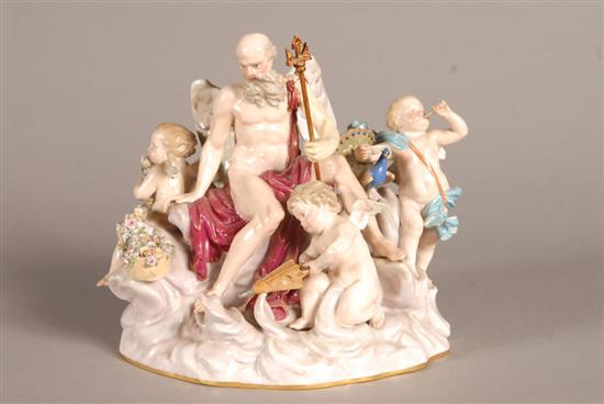 Appraisal: LARGE SCALE MEISSEN FIGURAL GROUP Underglazed blue crossed swords with