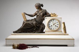 Appraisal: A French gilt patinated bronze marble clock Mid th century