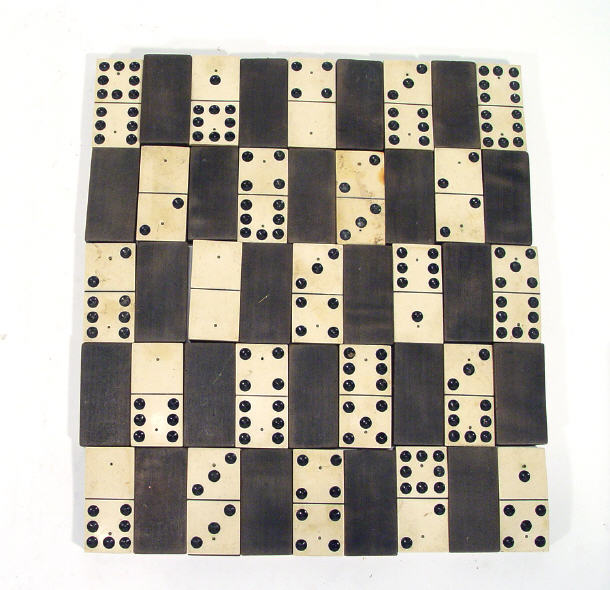 Appraisal: Set of ebony and bone nines dominoes