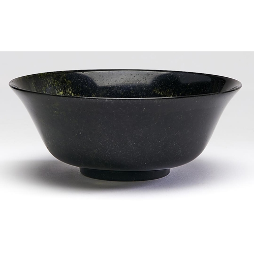 Appraisal: A Chinese mottled green stone bowl th c cm diam