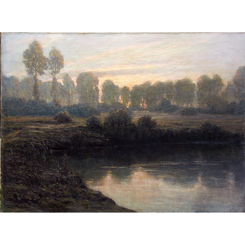 Appraisal: George Howland American - evening landscape oil on canvas x