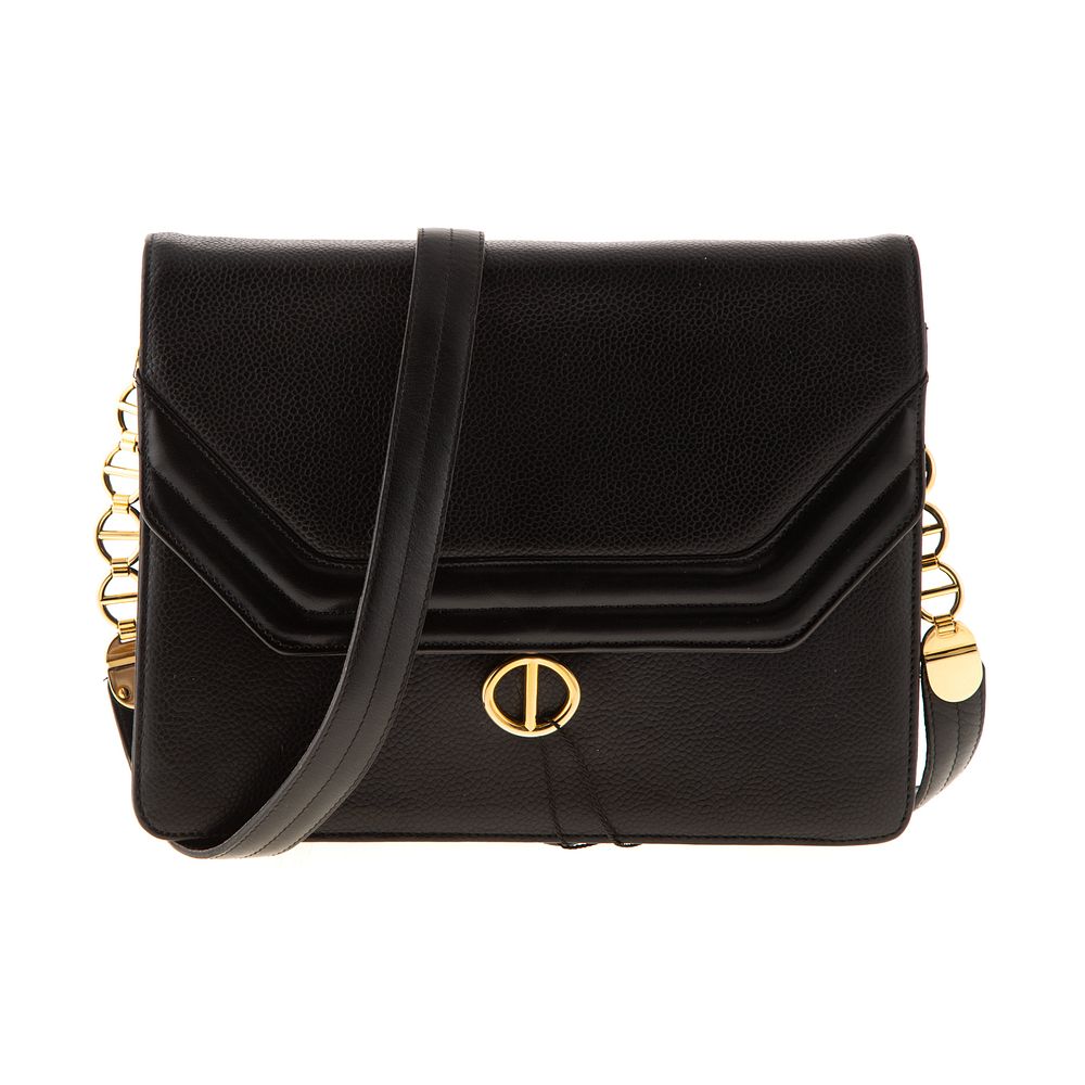 Appraisal: A Christian Dior Vintage Shoulder Flap Bag A black leather