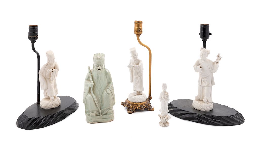 Appraisal: Five Chinese Porcelain Figures Tallest overall height in cm Five