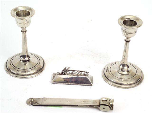 Appraisal: GEORGE V SILVER MENU HOLDER BIRMINGHAM -