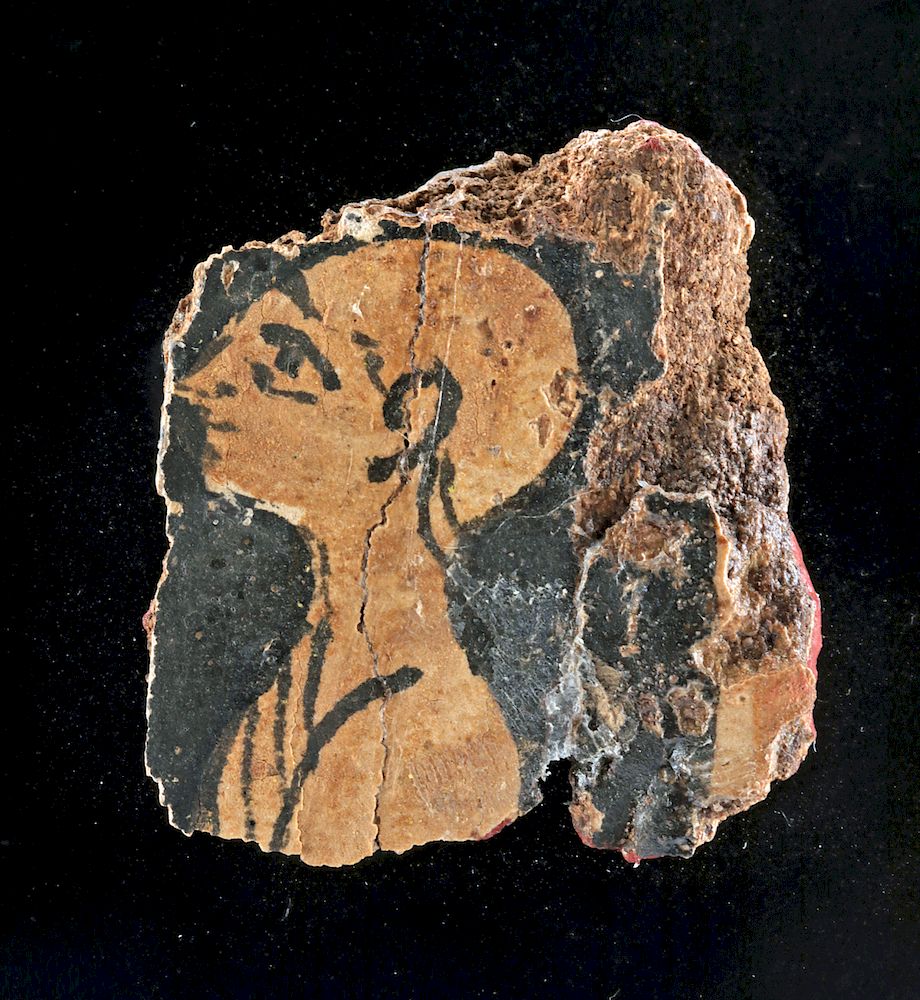 Appraisal: Romano-Egyptian Pottery Fragment w Portrait Holiday Shipping Deadlines USA Domestic