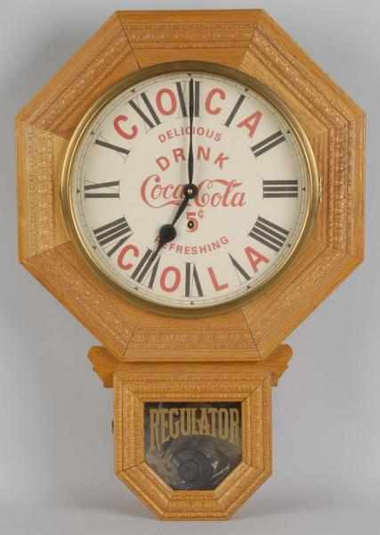 Appraisal: Oak Coca-Cola Replica School House Clock Description Circa s to