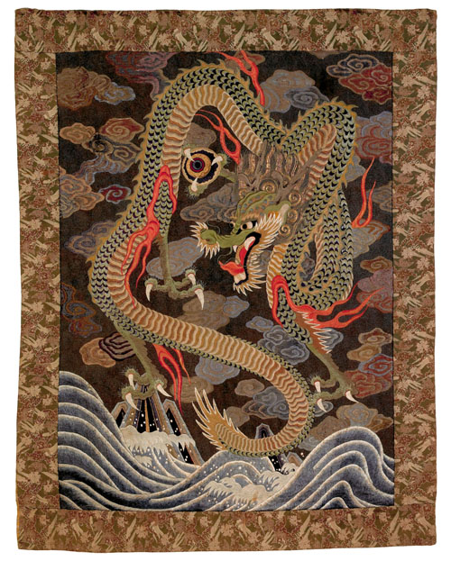 Appraisal: Japanese wall hanging late th c probably Kyoto with large