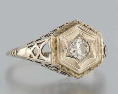 Appraisal: An Art Deco Style Diamond Ring k white gold filigree