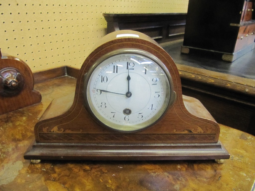 Appraisal: Edwardian mahogany inlaid mantel clock