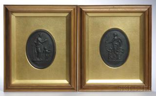 Appraisal: Pair of Wedgwood Self-framed Black Basalt Plaques England th century