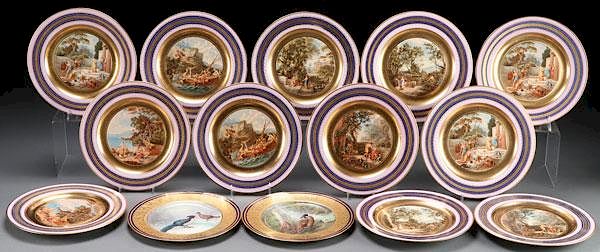 Appraisal: ROYAL VIENNA STYLE SCENIC CABINET PLATES A SET OF ROYAL