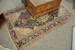 Appraisal: Farahan Sarouk Oriental throw rug wear and tear ' x