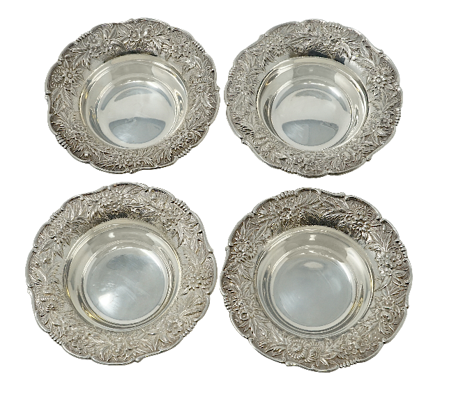 Appraisal: Sterling Silver Repousse Bowls Four S Kirk Son Sterling Repousse