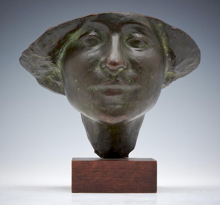 Appraisal: Bronze face of a woman anonymous Bronze face of a