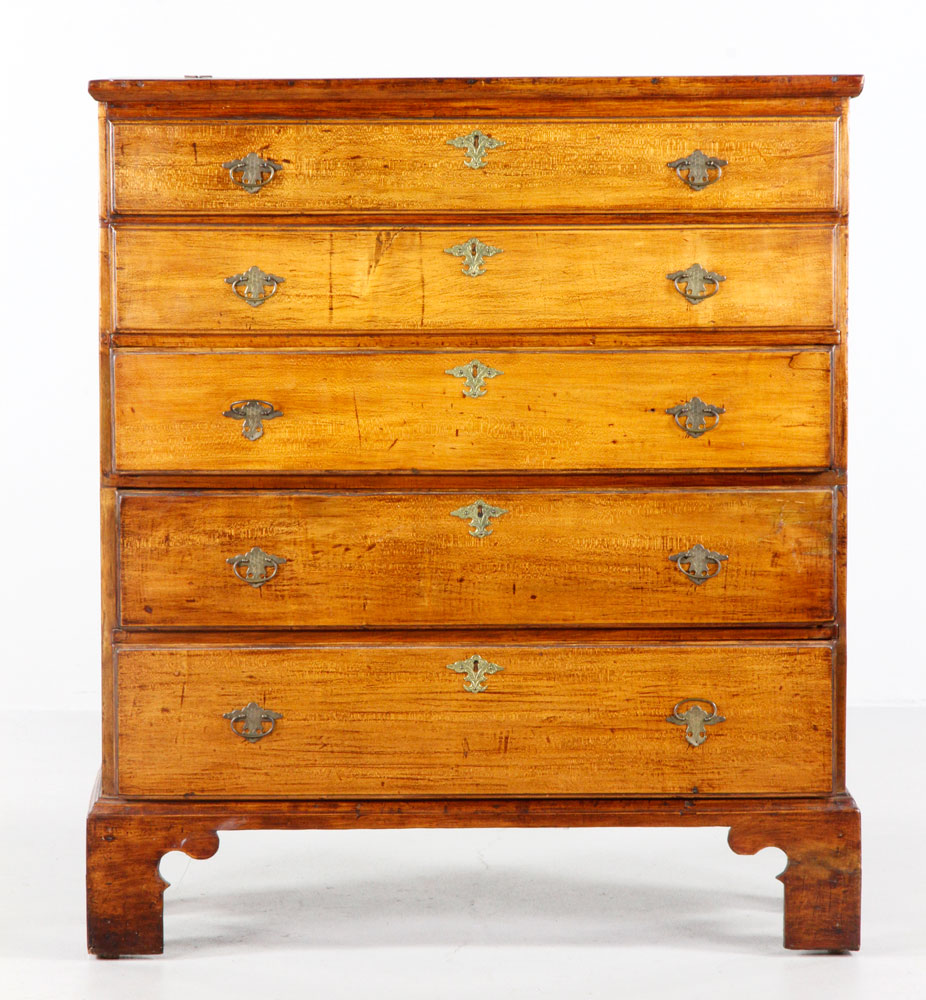 Appraisal: - th C Chippendale Chest th century Chippendale figured maple