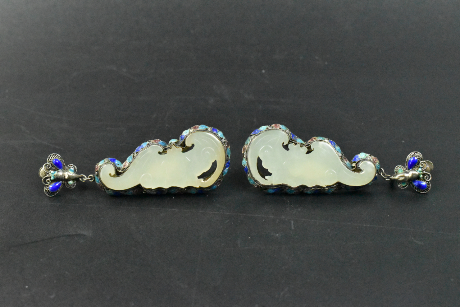 Appraisal: A pair of Chinese jade carved earrings dating from the