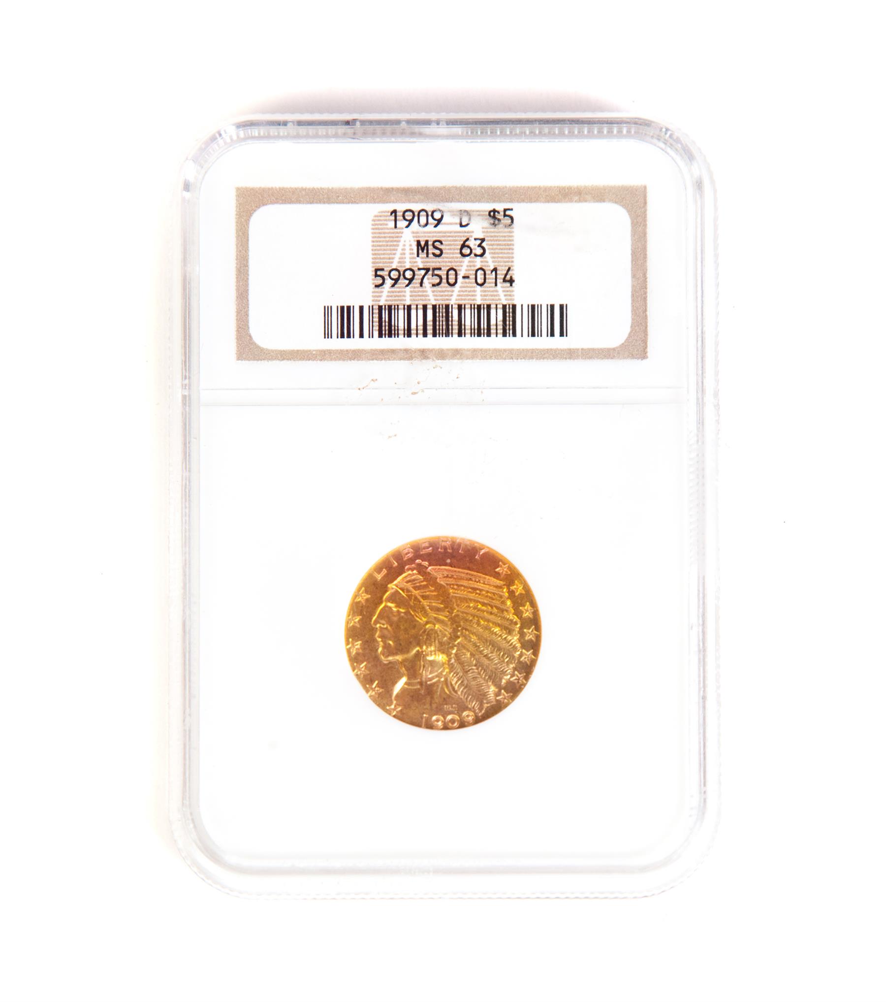 Appraisal: D GOLD INDIAN HEAD QUARTER EAGLE MS NGC -