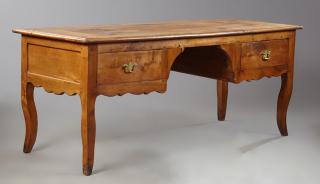 Appraisal: French Louis Philippe Carved Cherry Bureau Plat m French Louis