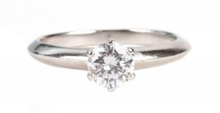 Appraisal: Platinum engagement ring containing Ideal cut ct round brilliant diamond