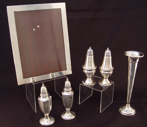 Appraisal: ESTATE STERLING LOT FRAME VASE SALTS To include Gorham sterling