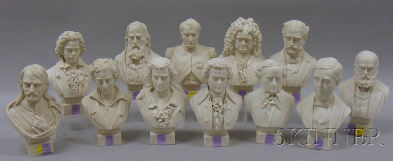 Appraisal: Twelve Parian Historical and Character Busts Napoleon Salisbury Mendelssohn Cromwell