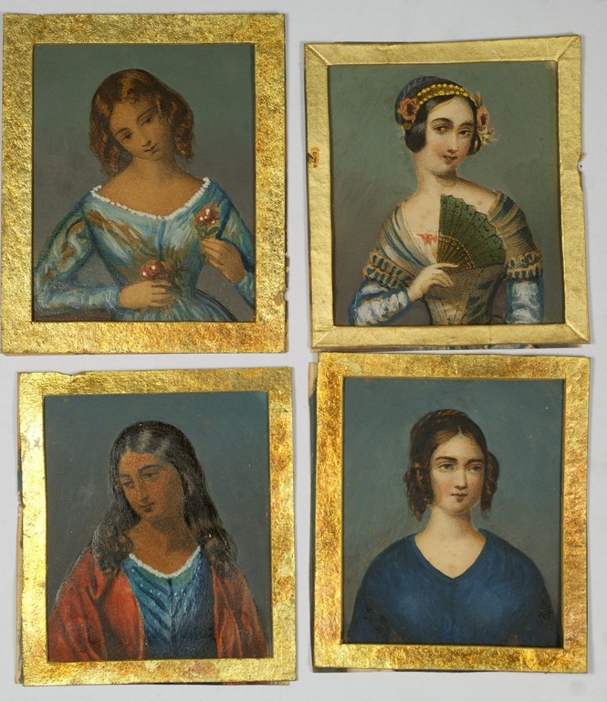 Appraisal: miniature hand tinted lithograph portraits on paper of young women