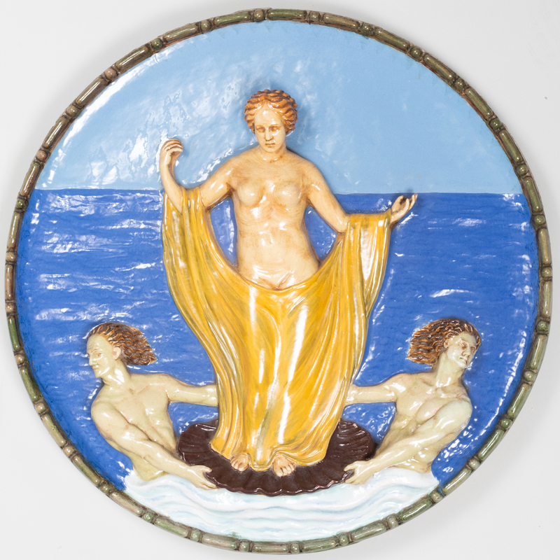 Appraisal: DELLA ROBBIA STYLE GLAZED EARTHENWARE ROUNDEL DEPICTING VENUS Unsigned in