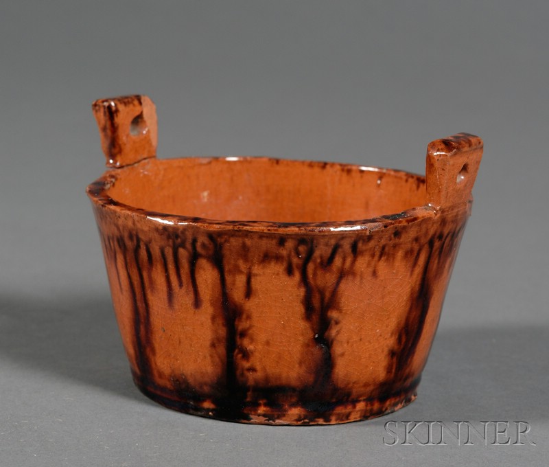 Appraisal: Miniature Redware Tub America early th century with brown manganese