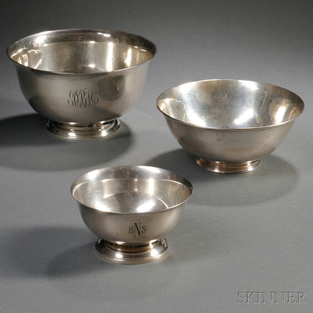 Appraisal: Three American Revere-style Sterling Silver Bowls first half th century