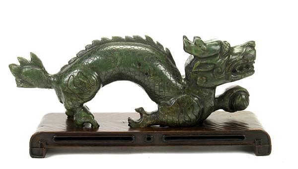 Appraisal: A Chinese carved hardstone dragon length in