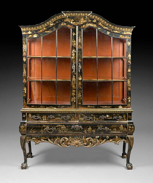 Appraisal: A Dutch lacquered cabinet second half th century The upper