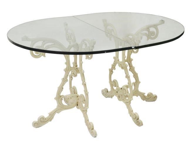 Appraisal: French style two-part oval table th c thick glass top