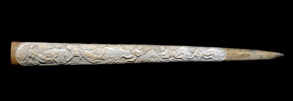 Appraisal: AN UNUSUAL MARINER'S CARVED SWORDFISH-BILL one side carved in cameo