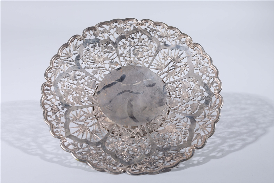 Appraisal: Chinese sterling silver serving dish marked YUCHANG SILVER with floral