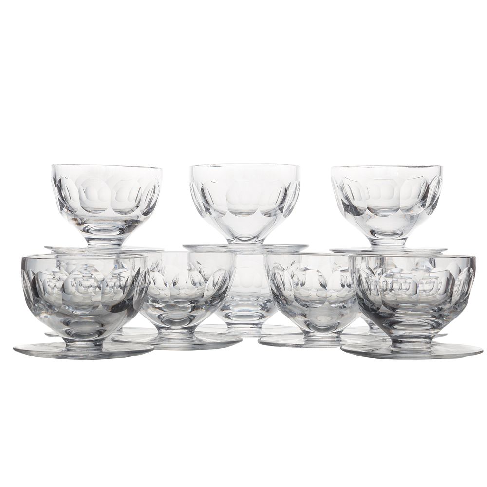 Appraisal: Waterford Crystal Dessert Bowls With attached underplates in H in