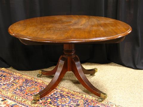 Appraisal: AMERICAN ENGLISH MAHOGANY CENTER TABLE Early th century the circular